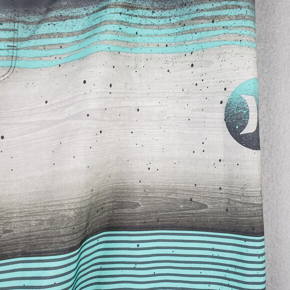 Hurley‎ Men's Size 33 Hybrid Board Shorts Gray Aqua Stripe Beach Vacation Surfer - Picture 3 of 10